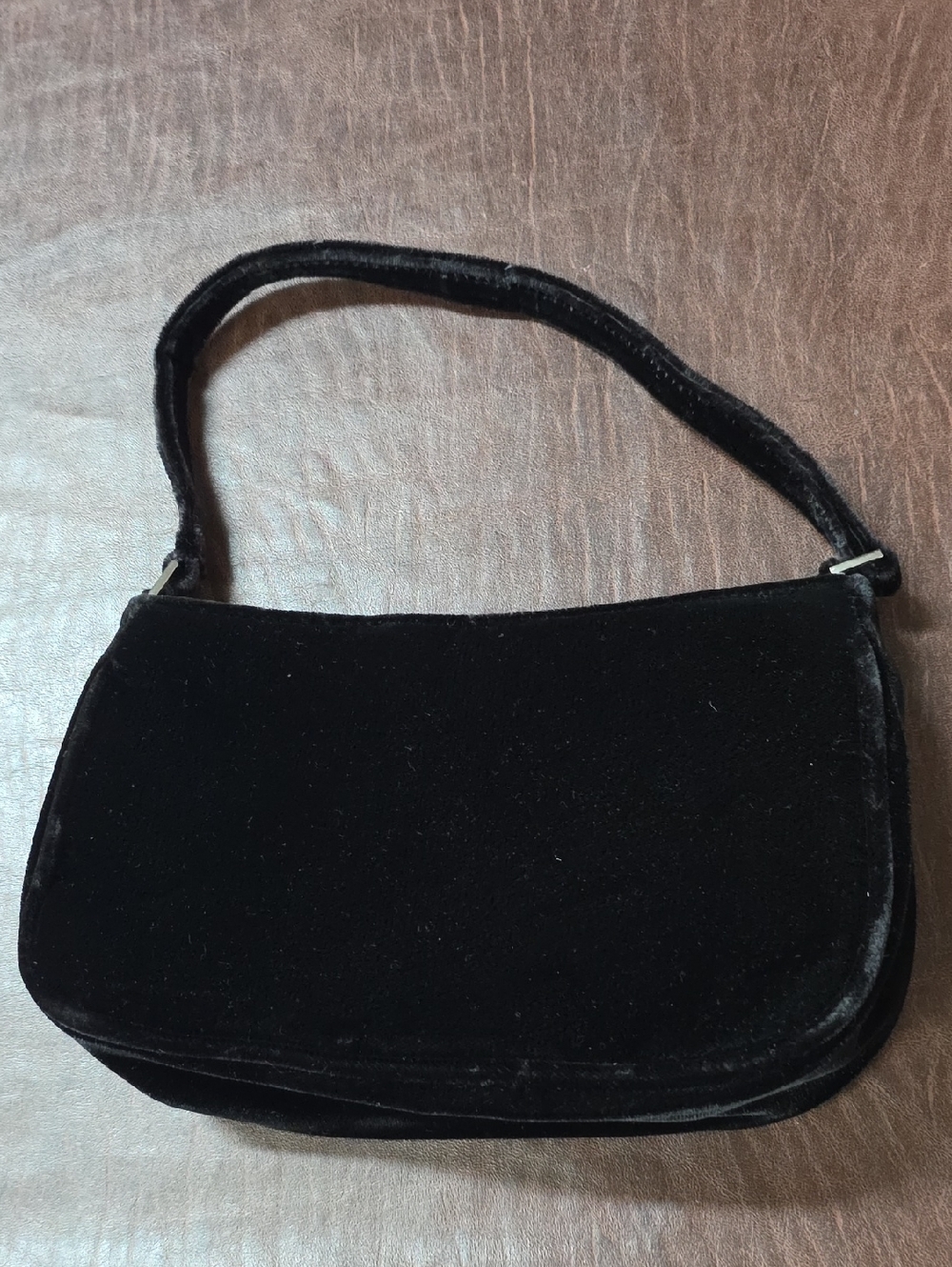 Unused Black Velvet Small 8x5 Vintage Shoulder Bag Mini Purse Tote Soft Light